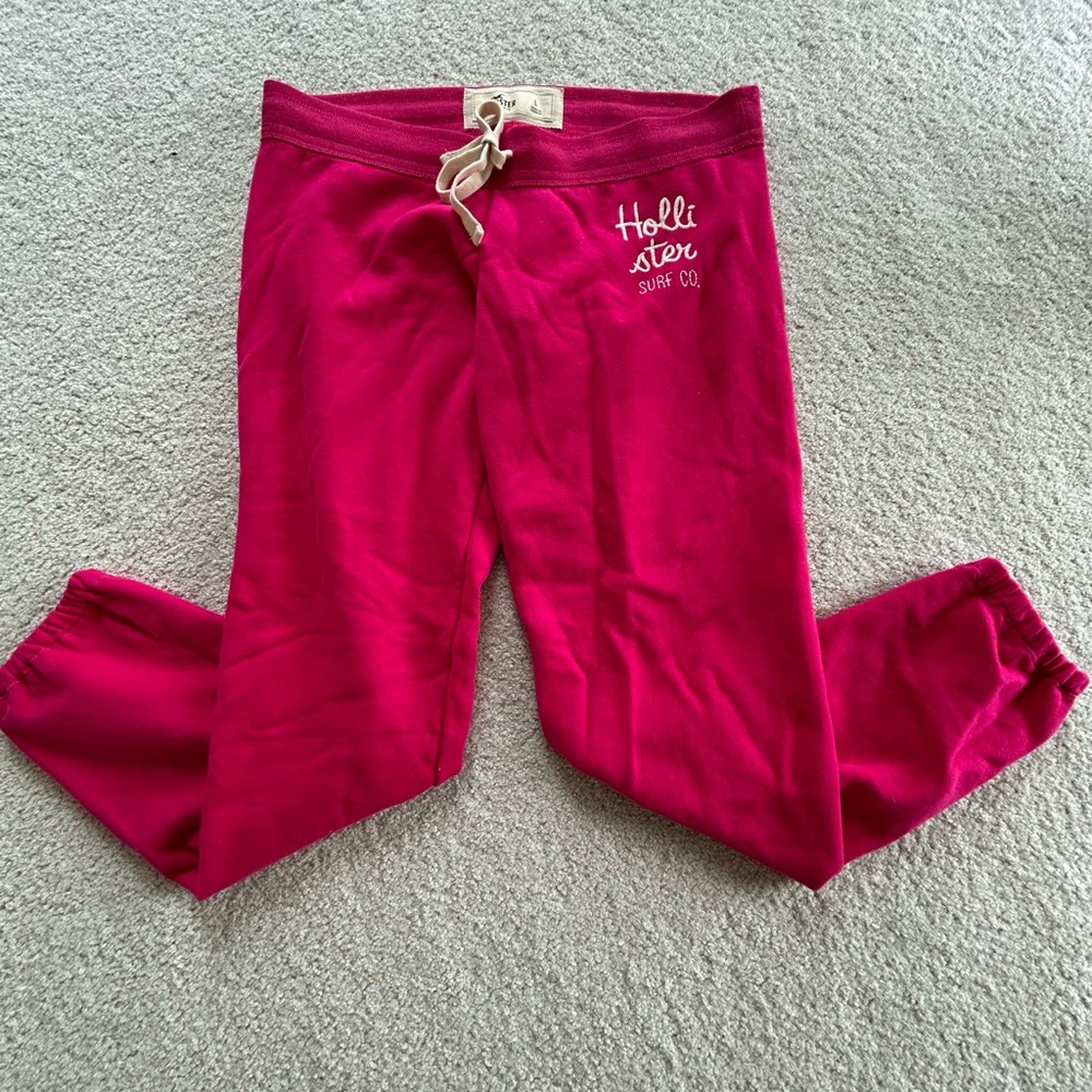 Hollister Hot Pink Joggers with White Drawstring